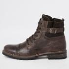 River Island Mens Buckle Lace-up Leather Boots