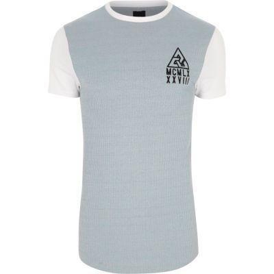 River Island Mens Muscle Fit Rib Crew Neck T-shirt