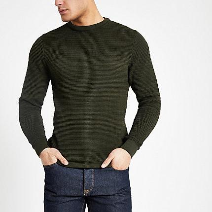 River Island Mens Textured Slim Fit Jumper