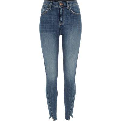 River Island Womens Amelie Frayed Hem Super Skinny Jeans