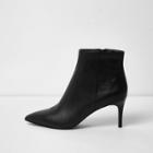 River Island Womens Leather Pointed Kitten Heel Ankle Boots