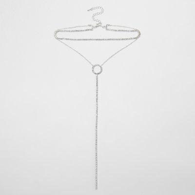 River Island Womens Silver Tone Cup Chain Circle Multi Row Choker