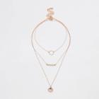 River Island Womens Gold Tone Circle And Bar Layer Necklace Pack