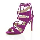 River Island Womens Fuschia Suede Caged Lace Up Heels