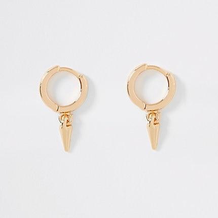 River Island Womens Gold Colour Spike Hoop Earrings