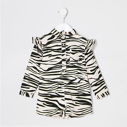 River Island Mini Girls Zebra Playsuit