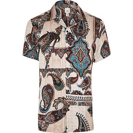 River Island Mens Paisley Short Sleeve Shirt