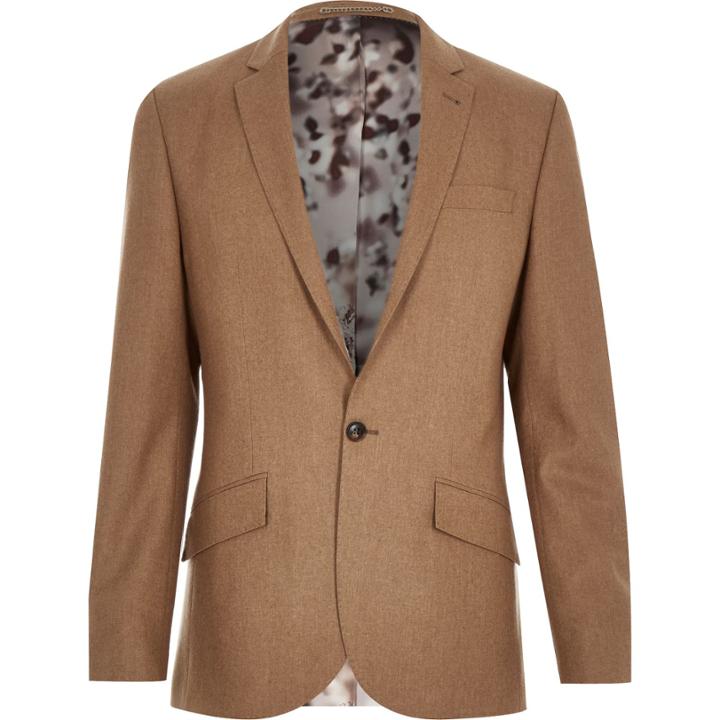 River Island Mensbrown Slim Suit Jacket