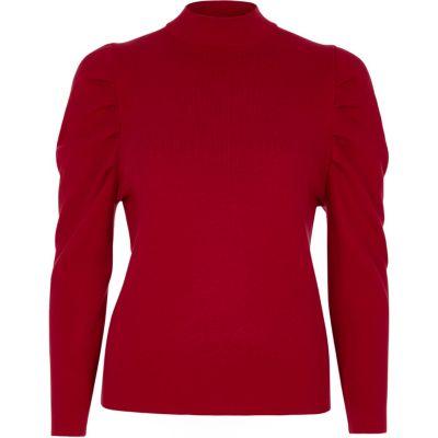 River Island Womens Ruched Shoulder Turtle Neck Knitted Top