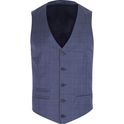 River Island Mens Subtle Check Wool-blend Vest