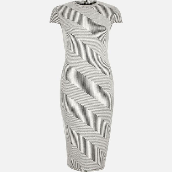 River Island Womens Stripe Jersey Bodycon Midi Dress
