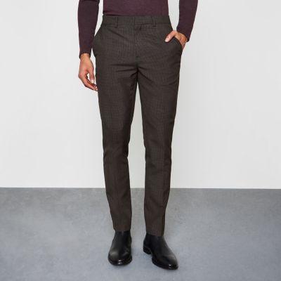 River Island Mens Puppytooth Skinny Fit Smart Trousers