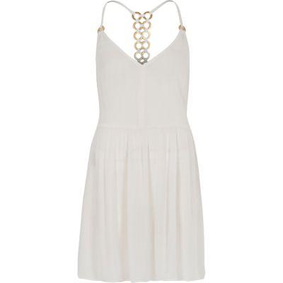 River Island Womens White Ring Back Beach Swing Dress