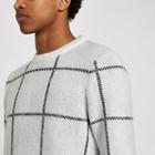 River Island Mens White Slim Fit Window Pane Jumper