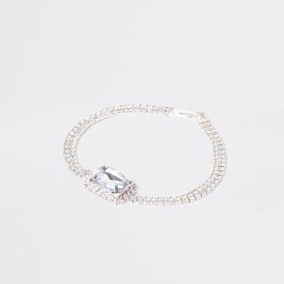River Island Womens Silver Tone Centre Diamante Bracelet
