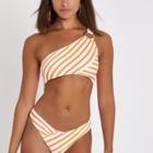 River Island Womens Stripe One Shoulder Bikini Top