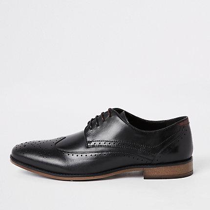 River Island Mens Leather Dual Lace-up Brogues