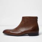 River Island Mensbrown Leather Zip Boots
