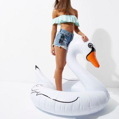 River Island Womens Inflatable White Swan Pool Float
