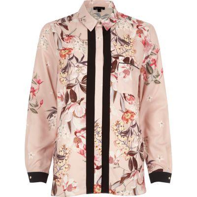 River Island Womens Floral Print Contrast Placket Shirt