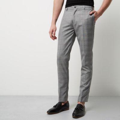 River Island Mens Check Skinny Smart Pants