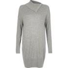 River Island Womens Popper Neck Rib Sleeve Sweater Dress