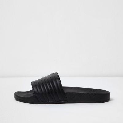 River Island Mens Ribbed Sliders