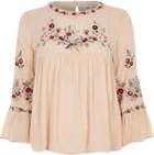 River Island Womens Petite Embroidered Smock Top