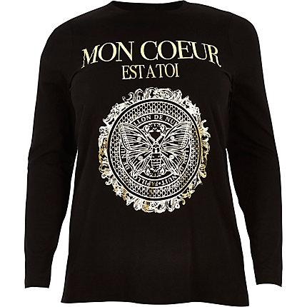 River Island Womens Plus 'mon Coeur' Long Sleeve T-shirt