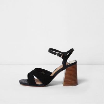 River Island Womens Wide Fit Cross Strap Block Heel Sandals