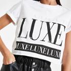 River Island Womens White 'luxe' Print Cropped T-shirt