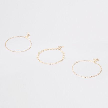 River Island Womens Gold Color Coin Layered Anklet Pack