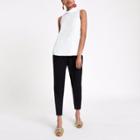 River Island Womens White Sleeveless Roll Neck Top