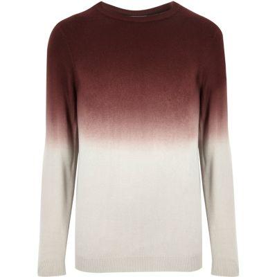 River Island Mens Faded Dip Dye Sweater