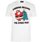River Island Mens White 'dabbing' Flocked Christmas T-shirt