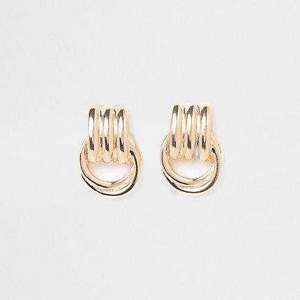 River Island Womens Gold Tone Doorknocker Stud Earrings