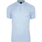 River Island Mens Muscle Fit Cable Knit Polo Shirt