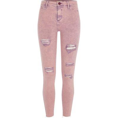 River Island Womens Acid Wash Molly Ripped Jeggings