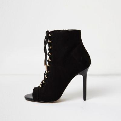 River Island Womens Open Toe Lace-up Heeled Boots