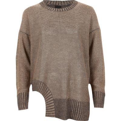 River Island Womens And Metallic Cut Out Hem Jumper