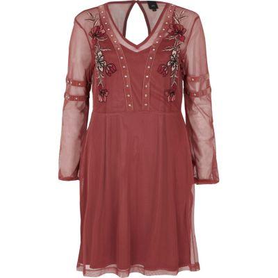River Island Womens Mesh Studded Skater Dress