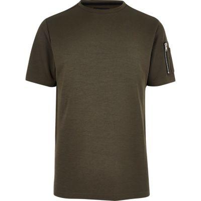 River Island Mens Zip Sleeve T-shirt