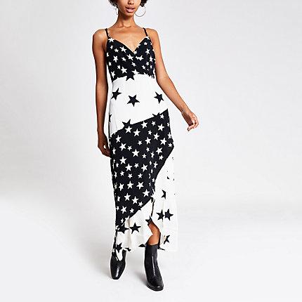 River Island Womens White Star Print Midi Slip Dress