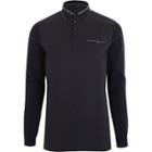 River Island Mens Geo Block Long Sleeve Slim Polo Shirt