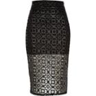 River Island Womens Laser Cut Mesh Pencil Skirt