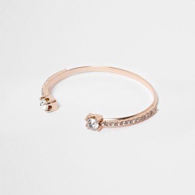 River Island Womens Rose Gold Tone Rhinestone Cuff Bracelet