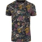 River Island Mens Muscle Fit Floral Cube Print T-shirt