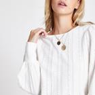 River Island Womens Petite White Broderie Long Sleeve Top