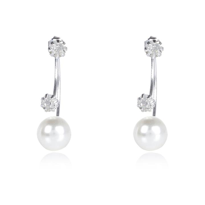 River Island Womens Silver Tone Pearl Front And Back Earrings
