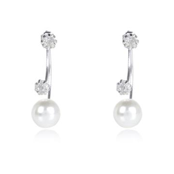River Island Womens Silver Tone Pearl Front And Back Earrings